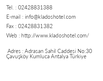 Adrasan Klados Hotel iletiim bilgileri